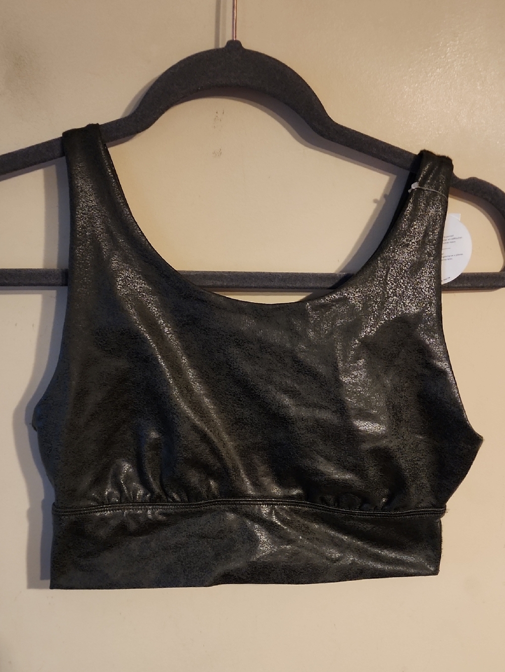 Black Faux-Leather Crop Tank Top